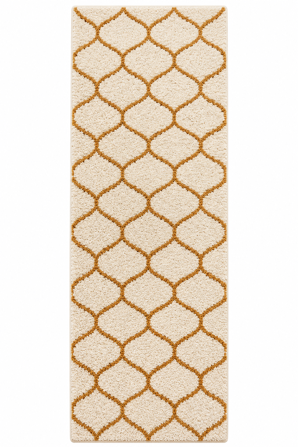 Moroccan Style Microfiber Runner – Ivory & Yellow Mix with Anti-Skid Rubber Backing