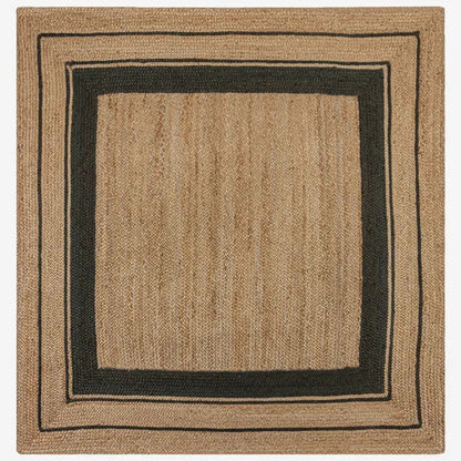 Natural & Black Jute Border Handmade Braided Area Rug.
