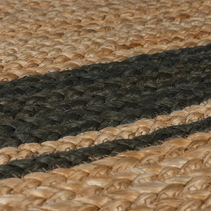 Natural & Black Jute Border Handmade Braided Area Rug.