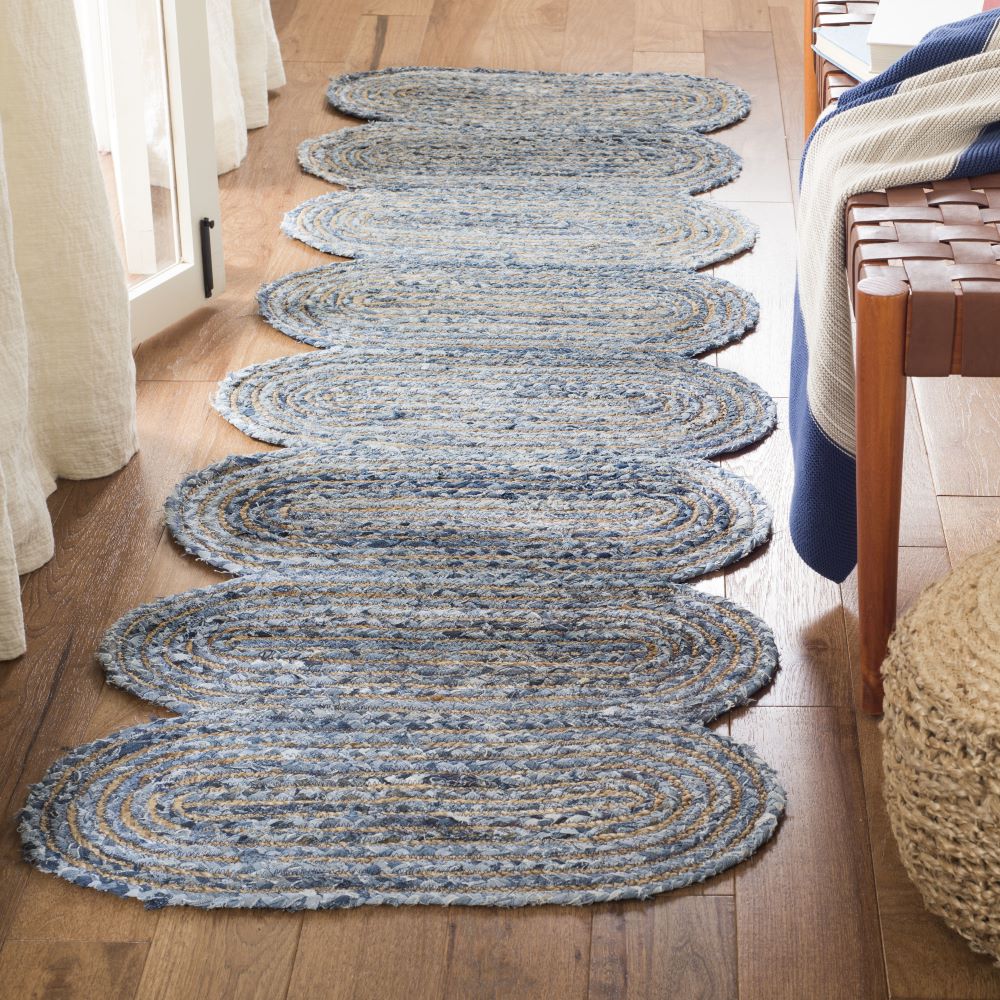 Kashyaparugs handmade braided jute area rug with multicolor cotton dye scalloped design – farmhouse style, multiple sizes