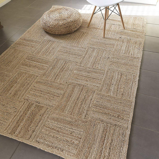 Kashyapa Rugs Collection-Natural jute Cross Area Rug.