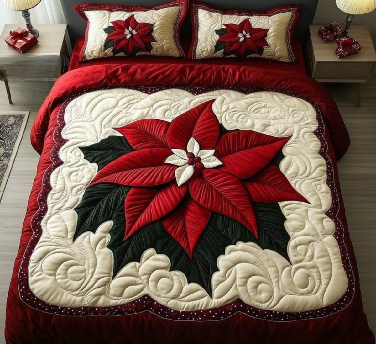 Premium 7D Quilted Vision Floral King Size Bedsheet Set