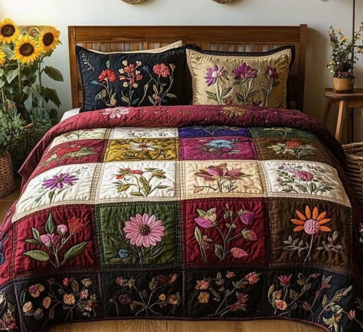 Premium 7D Quilted Vision King Size Bedsheet Set 108x108 Inches with 2 Pillow Covers