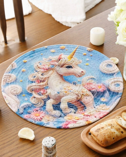 Dreamy Unicorn Round Mat for Living Room ,Charming Home Décor