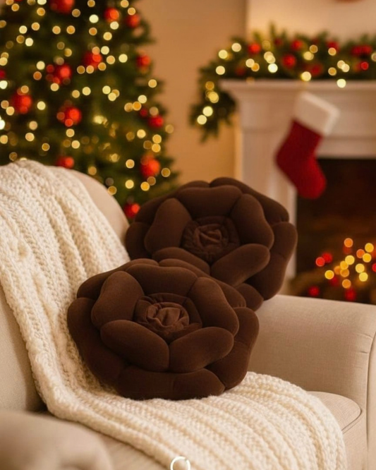 Rose Pair Cushions | Luxury Velvet Flower-Shaped Decorative Cushion Set for Sofa & Living Room