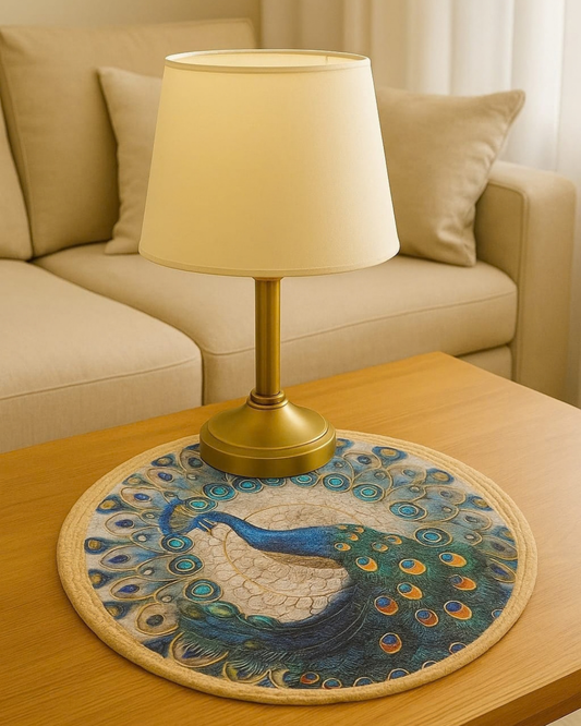 Elegant Peacock Round Mat for  Living Room & Stylish Home Décor
