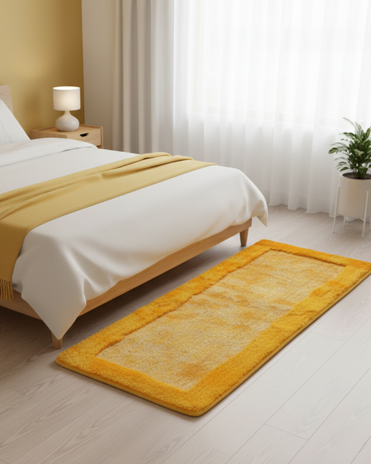 Multicolour Design Beautiful Premium soft Microfiber Bedside Shaggy Runner - Soft Feel, Anti-Skid Rubber Backing