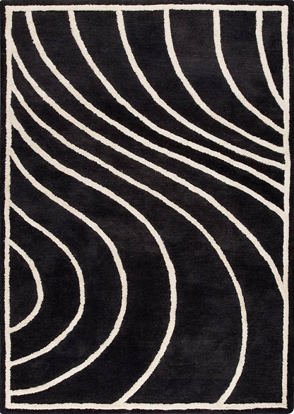Black & White Fresh From Loom Microfiber Soft Luxury Living Area Rug.