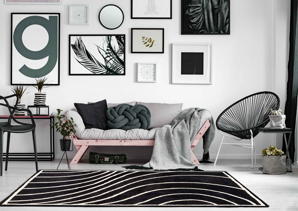 Black & White Fresh From Loom Microfiber Soft Luxury Living Area Rug.