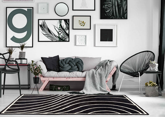 Black & White Fresh From Loom Microfiber Soft Luxury Living Area Rug.