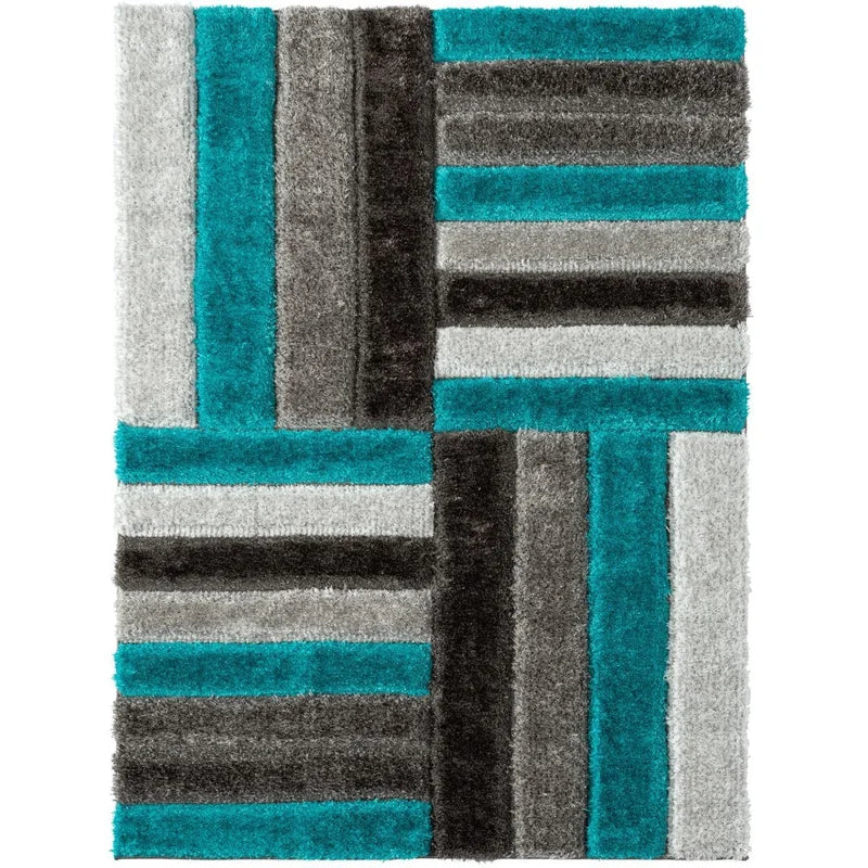 Kashyapa Rugs Collection - Combo Multicolor Geometric 3D Cut Design Super Soft Modern Hand Tufted Floor Rug.
