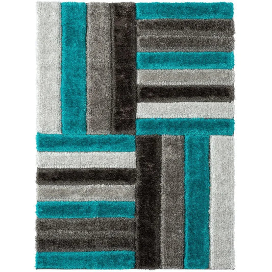 Multicolor Geometric 3D Cut Design Super Soft Modern Hand Tufted Floor Rug.