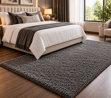 Mid Grey 2inch long pile Extra Fluffy Beautiful Premium Micro Runner - Soft Feel, Anti-Skid Backing
