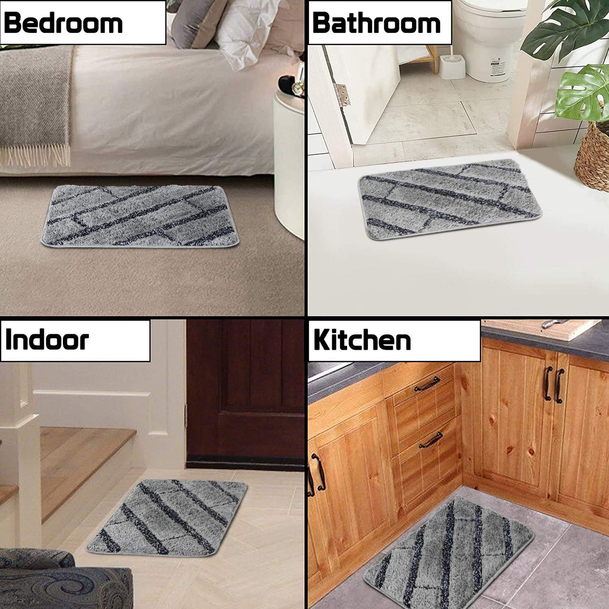 Black & Grey Microfiber Door Mats for Home & Office