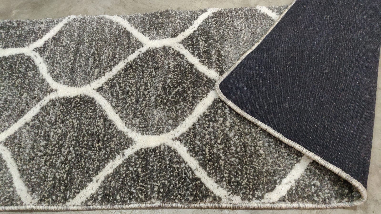 Grey and Ivory Moroccan Style Microfiber Bedside Runner