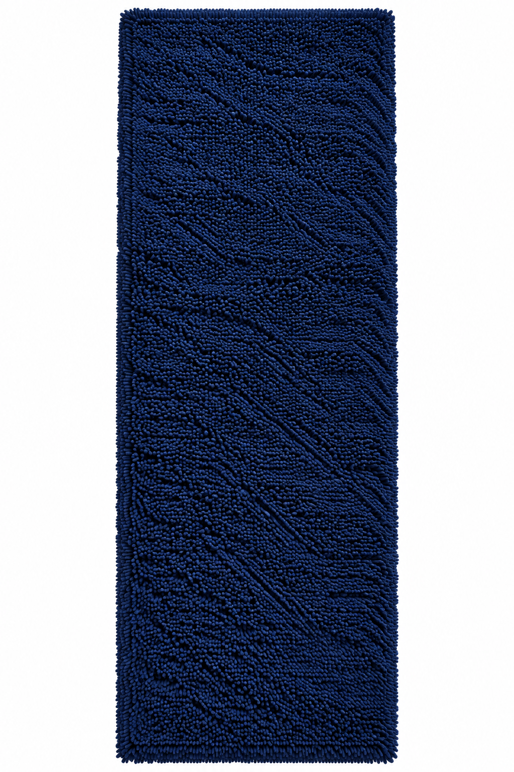 Navy Blue Plain 2 Inch Pile Premium Shaggy Bedside Runner - Soft Feel, Anti-Skid Backing