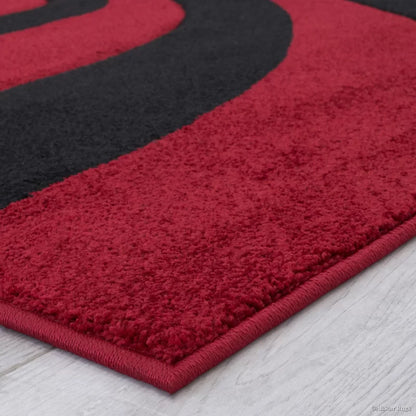 Kashyapa Rugs Collection-Premium Red with Black Plain Microfiber Hand Tufted Rug.