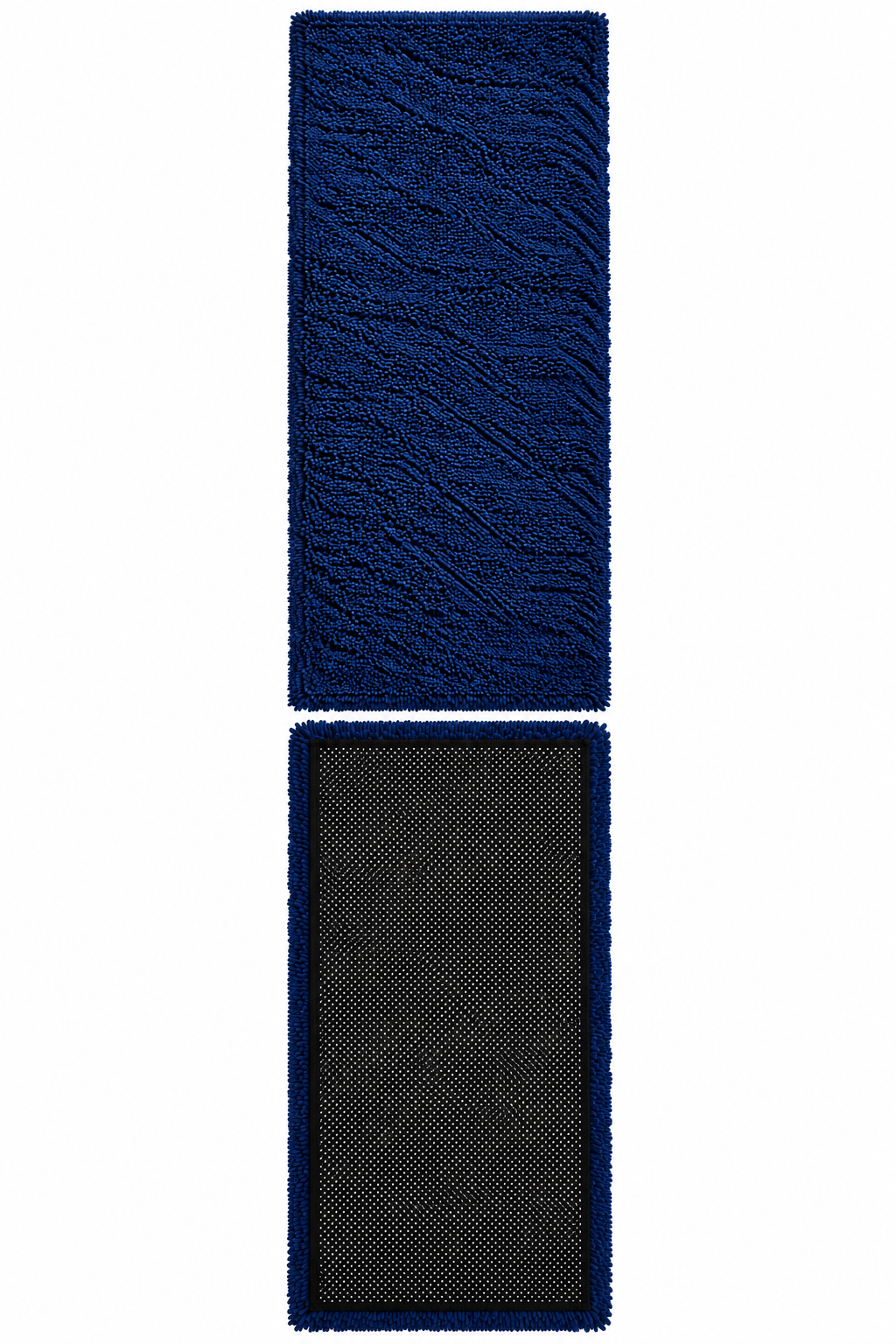 Navy Blue Plain 2 Inch Pile Premium Shaggy Bedside Runner - Soft Feel, Anti-Skid Backing