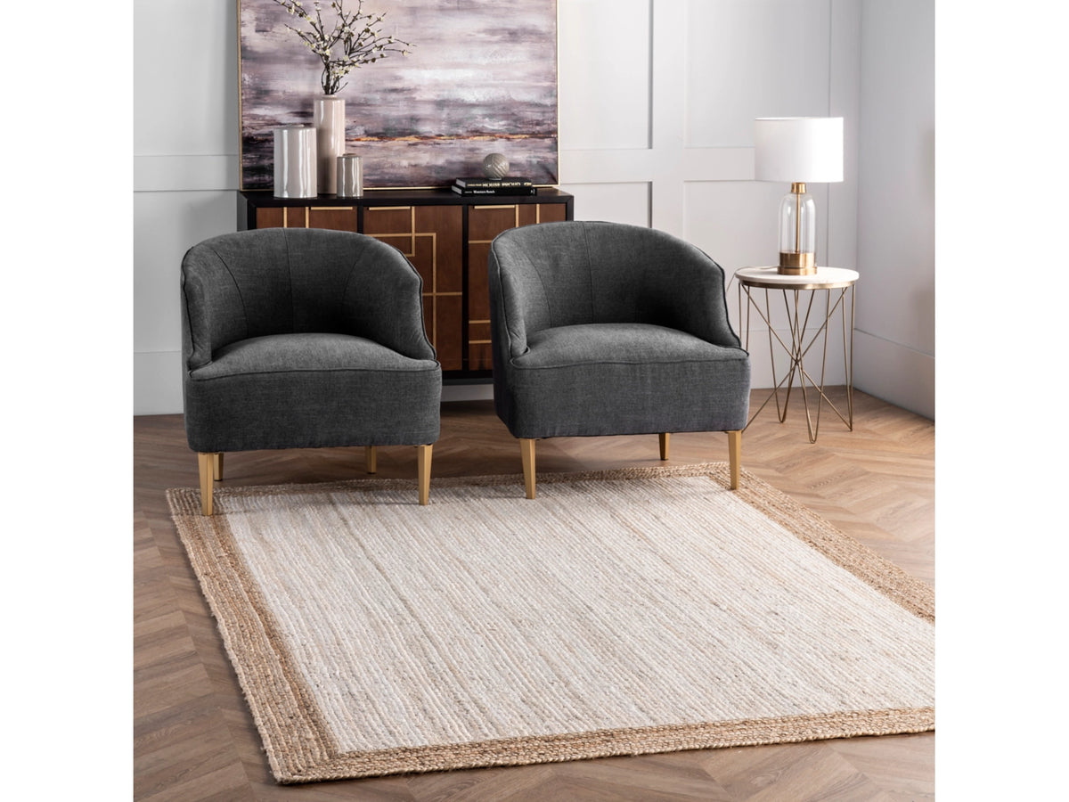 Kashyapa Rugs Collection-Natural Jute Racta Boarder Area Rug. ( Shaggy Living Room carpet , Bedside Runners )