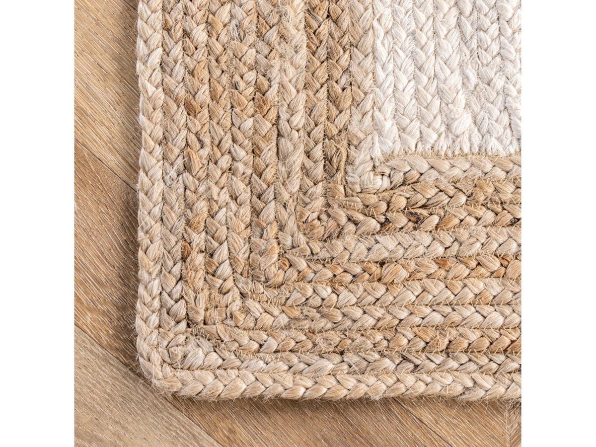 Kashyapa Rugs Collection-Natural Jute Racta Boarder Area Rug. ( Shaggy Living Room carpet , Bedside Runners )
