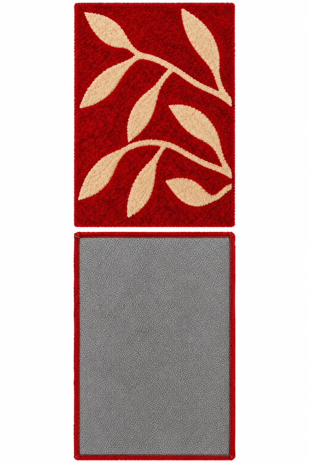 Red and Beige Leaf Beautiful Premium Microfiber Bedside Runner full anti-skid  baking