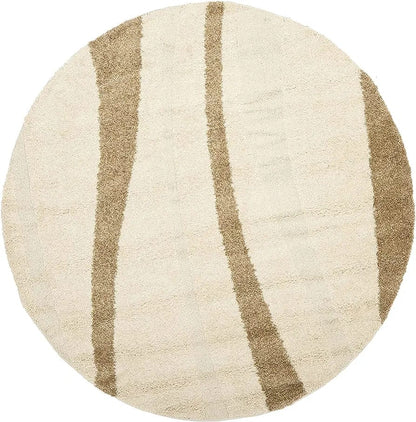 Round Beige Color Shaggy Carpet