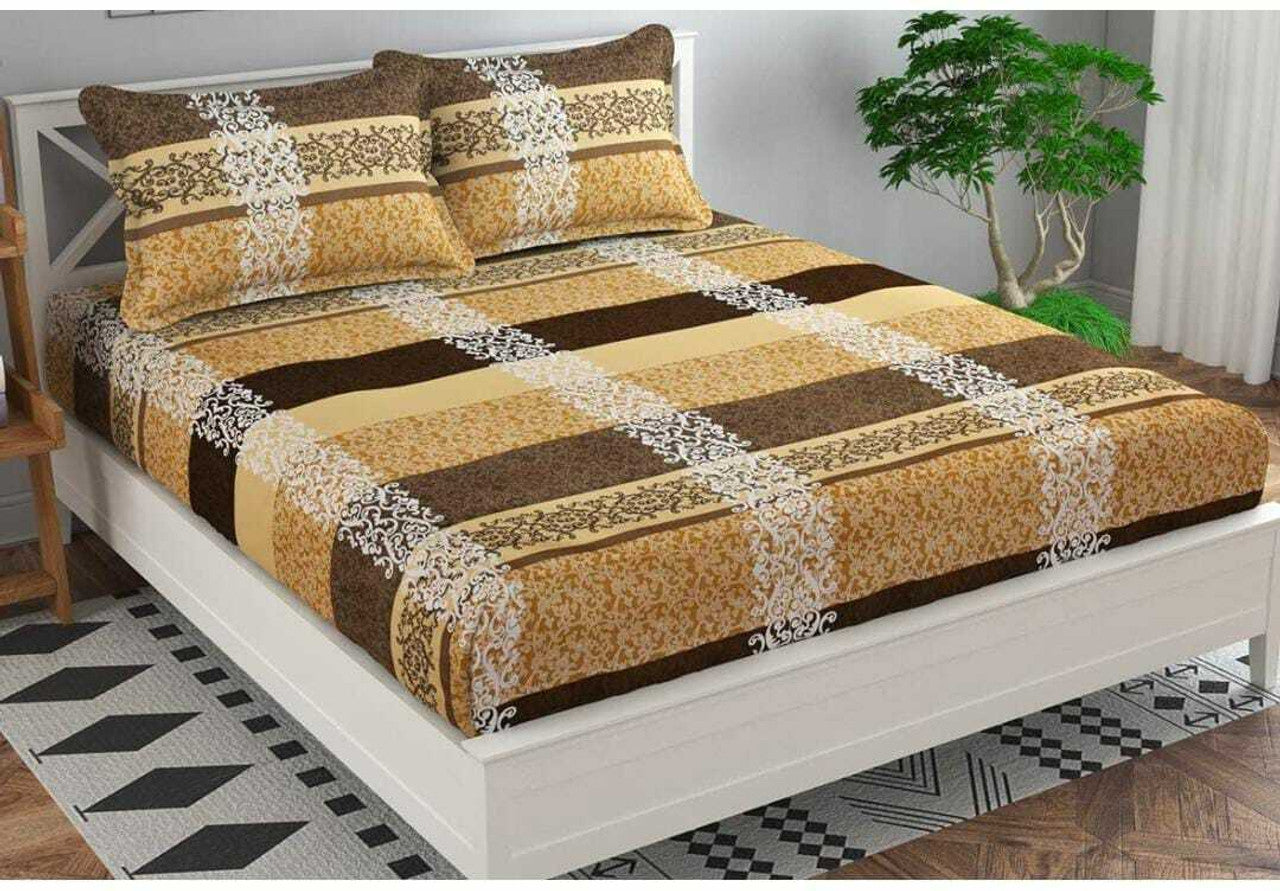 Kashyapa Rugs Microfiber Double Printed Fitted (Elastic) Bedsheet  (Pack of 1 Bedsheet + 2 Pillow Covers, Blue, sky)