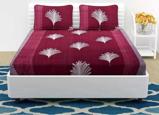Kashyapa Rugs Cotton King Floral Fitted (Elastic) Bedsheet  (Pack of 1 Bedsheet + 2 Pillow Covers, Red)