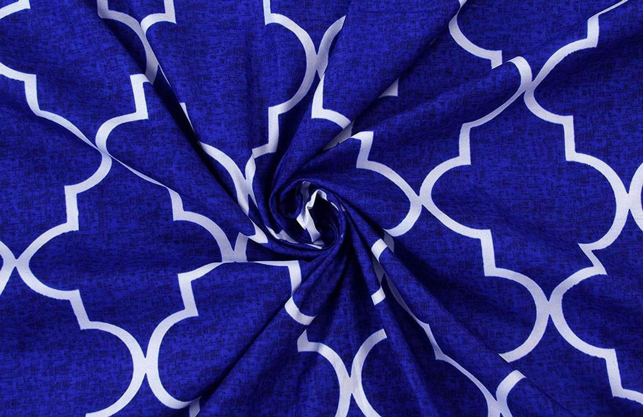 Kashyapa Rugs Cotton King Printed Fitted (Elastic) Bedsheet  (Pack of 1 Bedsheet + 2 Pillow Covers, BLUE MANDIR)