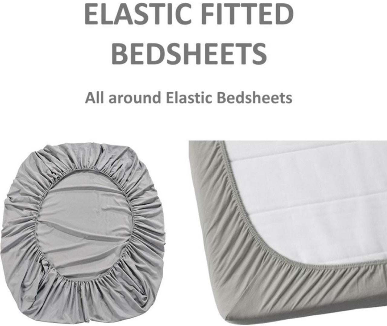 Kashyapa Rugs Cotton King Printed Fitted (Elastic) Bedsheet (Pack of 1 Bedsheet + 2 Pillow Covers, WHITE OR BLACK)
