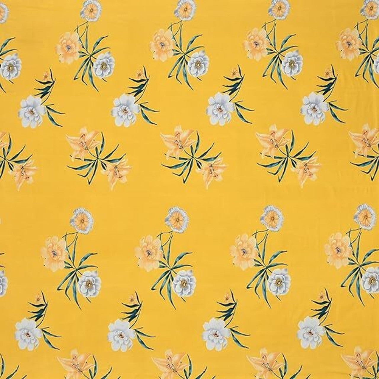 Kashyapa Rugs Cotton King Printed Fitted (Elastic) Bedsheet  (Pack of 1 Bedsheet + 2 Pillow Covers, Yellow, flower)