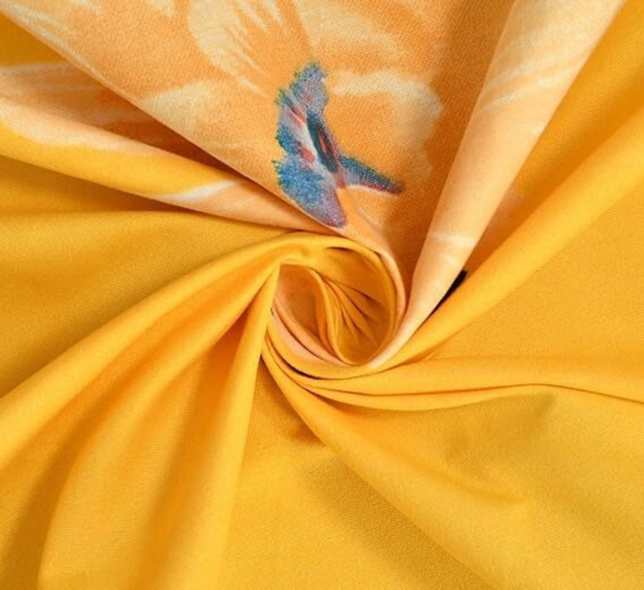 Kashyapa Rugs Cotton King Printed Fitted (Elastic) Bedsheet  (Pack of 1 Bedsheet + 2 Pillow Covers, Yellow, flower)