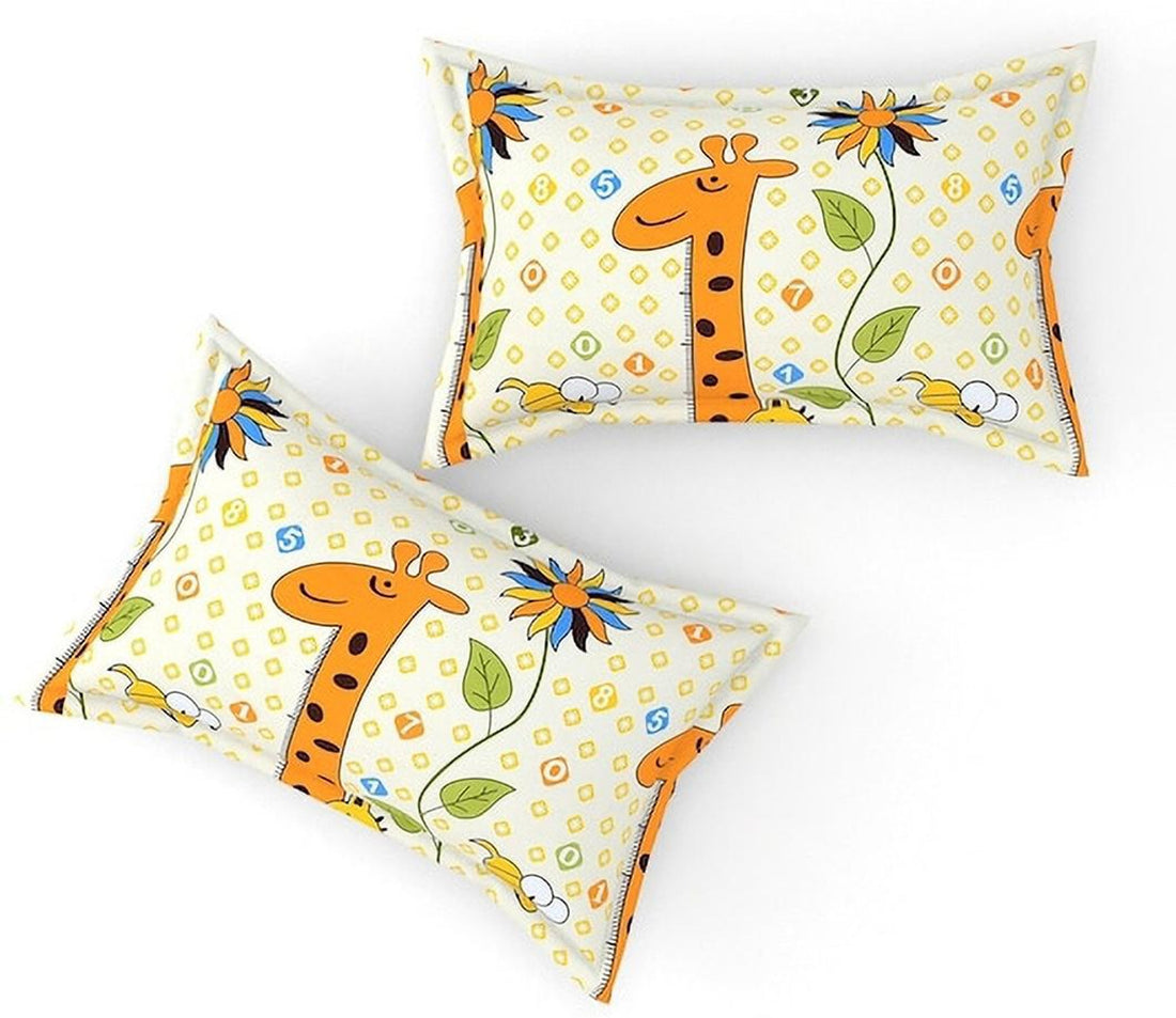 Premium Flat Cotton 🦒Cartoon Giraffes🦒 Bedsheet – double Bed Size with 2 Pillow Covers