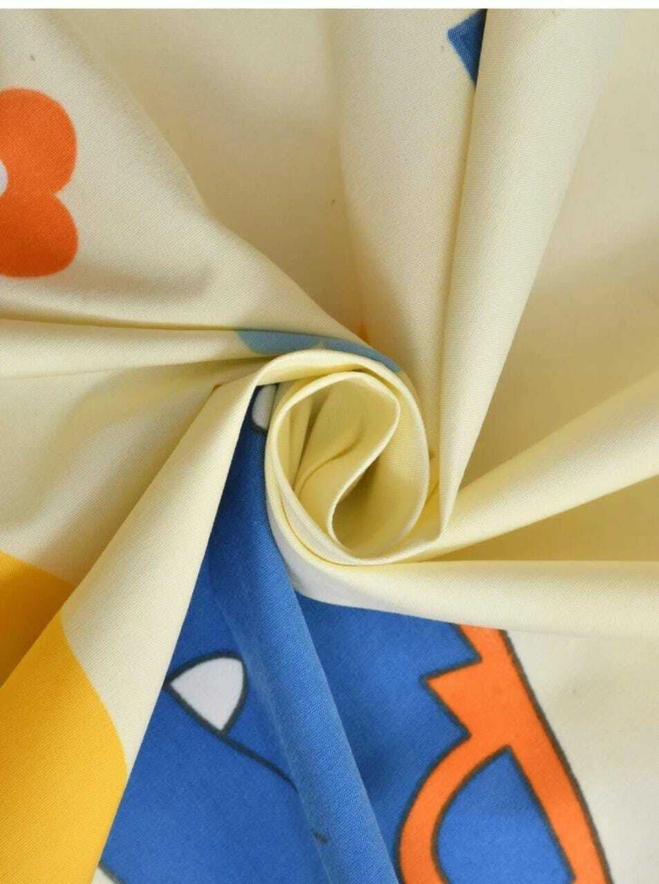 Kashyapa Rugs Microfiber Double Floral Fitted (Elastic) Bedsheet   (Pack of 1 Bedsheet + 2 Pillow , Yellow, Blue)