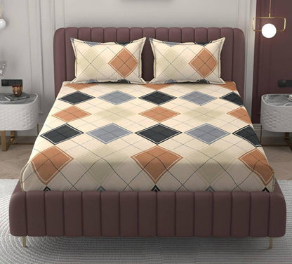 Kashyapa Rugs Microfiber King Printed Fitted (Elastic) Bedsheet  (Pack of 1 Bedsheet + 2 Pillow Covers, box)