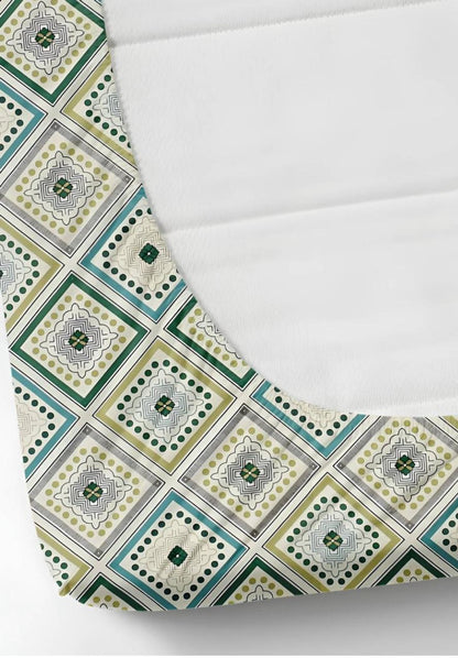 Kashyapa Rugs Microfiber Queen Striped Fitted (Elastic) Bedsheet  (Pack of 1 Bedsheet + 2 Pillow Covers, Multicolor, Green)