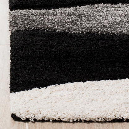 Kashyapa Rugs Collection- Micro Moroccan Runner Carpet In Black And Grey-Different Sizes