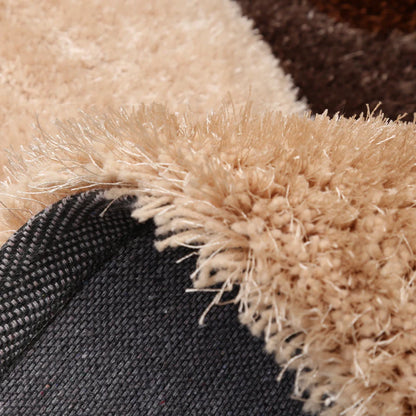 Brown with Beige 3D Cut Classical Look Stone Shaggy Carpet.