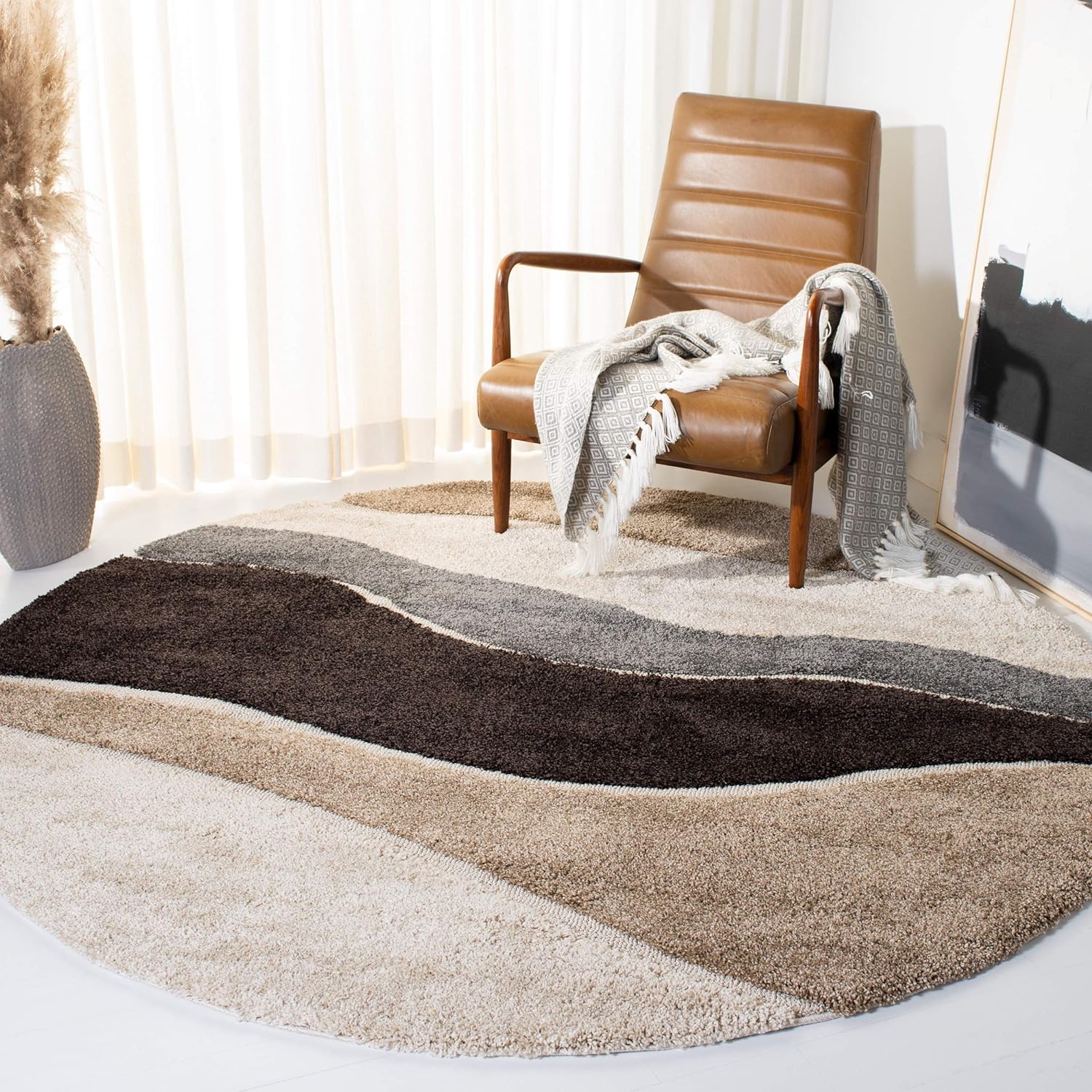 Shaggy Multicolor Microfiber Extra Soft Round Carpet
