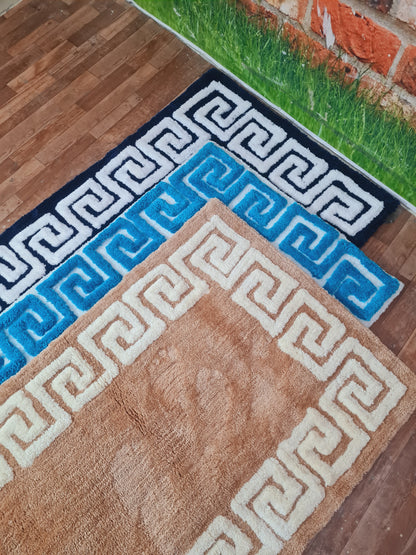 Blue And Ivory Shaggy Soft Rug Hand tufted Living room Carpet