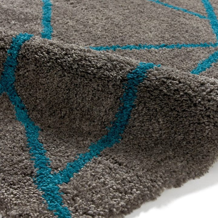 Aqua and Grey Modern Shaggy Carpet