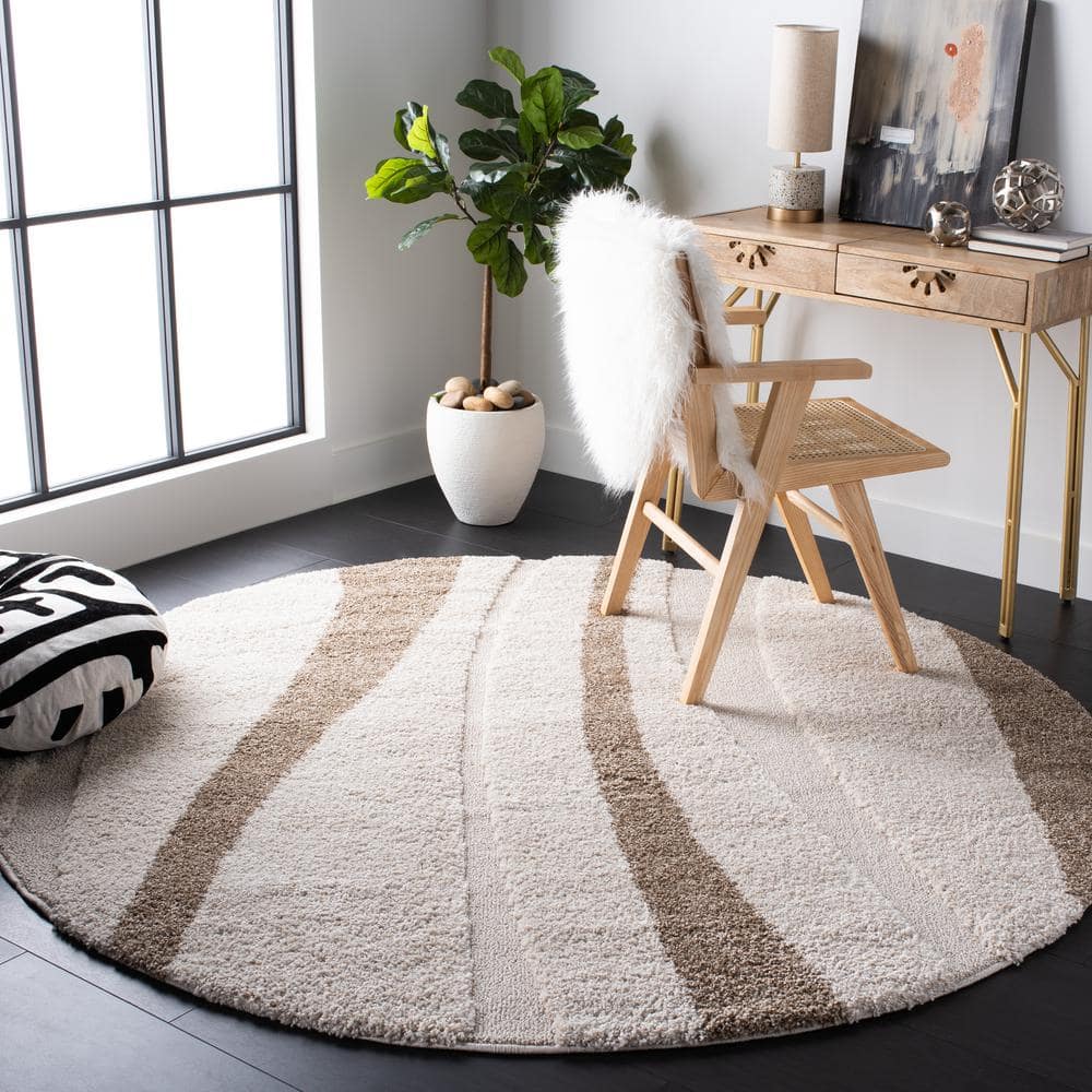 Ivory with beige Color Soft Shaggy Carpet