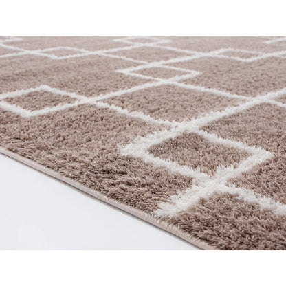 Beige Super Soft Polyester Microfiber Silk Touch Shaggy Area Rug.