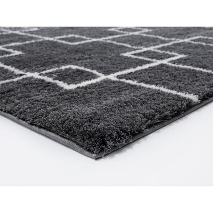 Kashyapa Rugs Collection- Black With White Premium Soft Microfiber Carpet.
