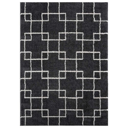 Kashyapa Rugs Collection- Black With White Premium Soft Microfiber Carpet.