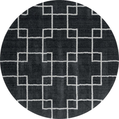Kashyapa Rugs Collection- Black Color Extra Soft Microfiber Round Carpet.
