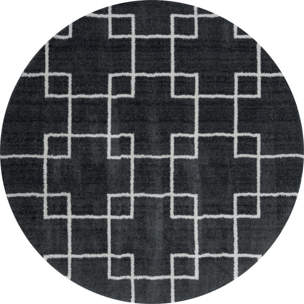 Black Color Extra Soft Microfiber Round Carpet.