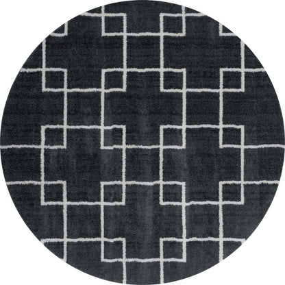Black Color Extra Soft Microfiber Round Carpet.