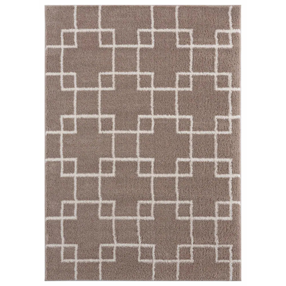 Beige Super Soft Polyester Microfiber Silk Touch Shaggy Area Rug.