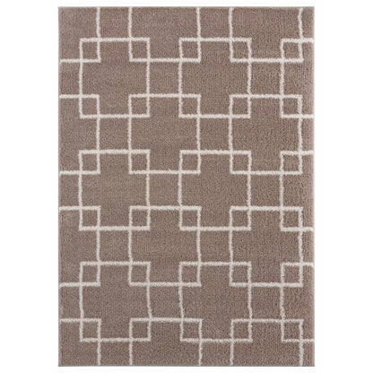 Beige Super Soft Polyester Microfiber Silk Touch Shaggy Area Rug.